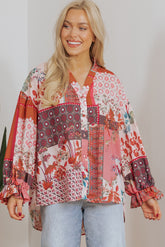 Chemise à manches bulles en patchwork *-A WOMAN WE LOVE