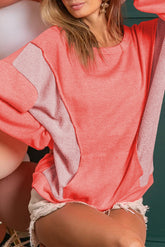 Sudadera de bolsillo de canguro y mosaicos contrastantes