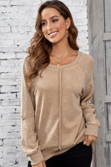 Sweat-shirt à manches raglan en tricot gaufré *