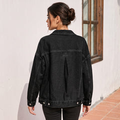 Veste en jean oversize délavée noire avec poches