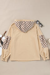 Sweat à capuche beige à patchwork floral et motifs étoilés