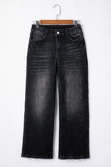 High -gray carbon -gray flared jeans with mineral and raw hem outlet