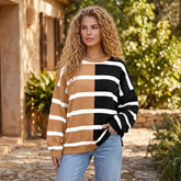 Pull sur-dimensionné color block beige *