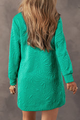 Right mini-Robe in textured jacquard with zipper on a quarter and green of water