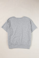 Light gray light t-shirt with lettering USA and notched collar