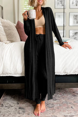 Ensemble de salon noir avec cardigan long fendu et pantalon slim-A WOMAN WE LOVE