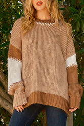 Light French beige oversized sweater with contrasting points