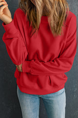 Sudadera roja clásica unida con cuello redondo