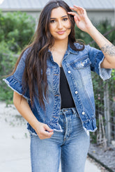 Short -sleeved denim jacket *