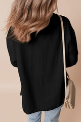 Chaqueta abotonada negra con bolsillo de aleta de terciopelo acanalado