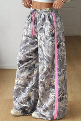 Pantalon de survêtement jambe large à cordon de serrage et imprimé camouflage gris Woodland