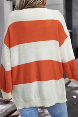 Ample orange stripe sweater and color blocks *