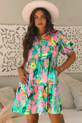 Babydoll dress buttoned in floral collar *