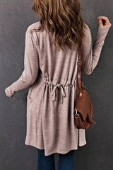 Cardigan tunique rose ouvert au dos avec poches-A WOMAN WE LOVE