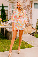 Orange Blooming - Enignuant tied on the front with floral print