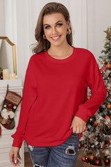 Round red sweatshirt with round neck