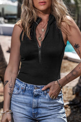 Body noir côtelé sans manches à col montant *-A WOMAN WE LOVE