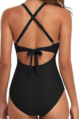Black monokini with crossed cutouts *