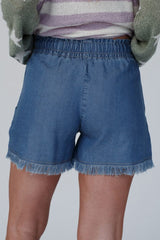 Short en jean taille haute Ashleigh bleu *