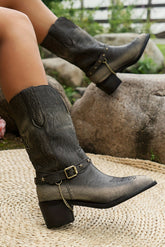 Bottes western marron foncé effet vieilli à bout pointu et talon large