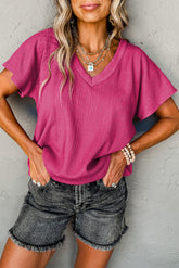 Various pink crumpled t-shirt with wide sleeves *