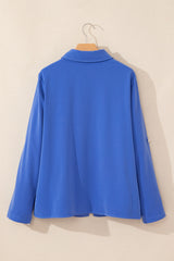 Veste bleu crépuscule à col et manches à languette avec rabat et fermeture éclair