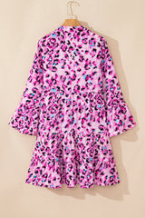 Buttoned dress on the front with pink leopard print *