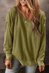 Sweat-shirt à manches tombantes et coutures texturées vert jungle