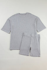 Ensemble tunique ample de couleur unie gris clair et short slim-A WOMAN WE LOVE