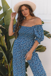 Combinaison bleue vintage bohème florale *-A WOMAN WE LOVE