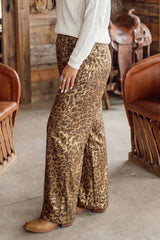 Pantalon large multicolore léopard à taille élastiquée et poches