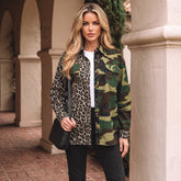 Veste-chemise marron oversize à imprimés léopard et camouflage