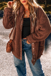 Red Clay Faux Sheepskin Teddy Bear Jacket