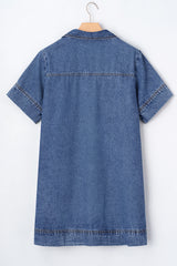 Depracted denim dress with short sleeves *