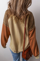 Khaki sweatshirt with drooping shoulders *