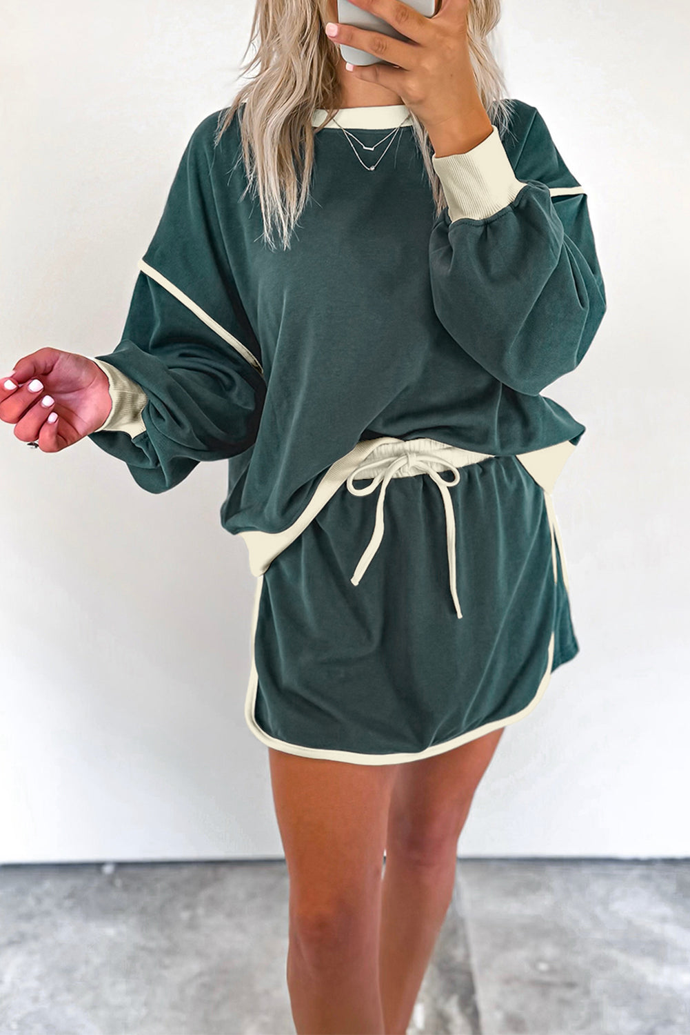 Ensemble pull ample contrasté de couleur Evergreen *-A WOMAN WE LOVE