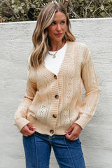 Cardigan pull beige en tricot ouvert à épaules tombantes *-A WOMAN WE LOVE