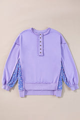 Sudadera Henley Lilas Henley con Paillettes y High and Bas