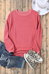 Strawberry pink corduroy oversized sweatshirt