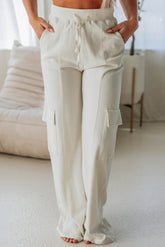 Ungled tracksuit pants with high -waifted high -waisted cargo pockets