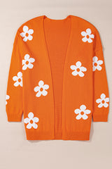 Cardigan à Epaules Tombantes à Motif de Fleurs Orange Grande Taille-A WOMAN WE LOVE