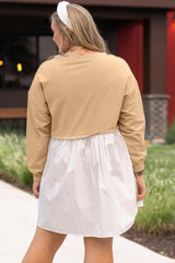 Mini-Robe Apricot Color Block Patchwork with large ruffles