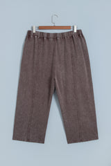 Pantalon barrel marron délavé grande taille en coton à taille élastiquée