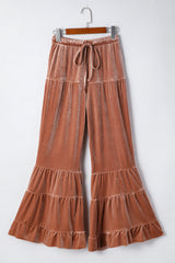 Pantalon taille haute à lacets minéraux marron