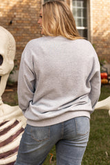 Creep It Real Ghost Printed Light Grey Sweatshirt Plus Size