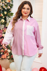 Chemise rose à rayures et color block grande taille-A WOMAN WE LOVE