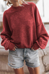 Sudadera roja con cuello y hombros caídos dahlia