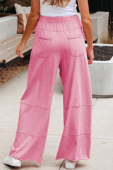 Pantalon à jambes larges rose délavé