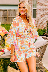 Orange Blooming - Enignuant tied on the front with floral print