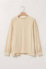 Beige and splicing beige sweatshirt